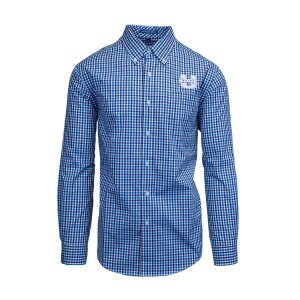 Gingham, Blue, White, U-State, Button-Down, Long-Sleeve, Dress Shirt